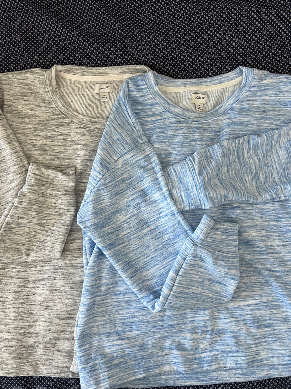 J. Crew Heathered Light Blue and Heather Gray Crewneck Sweatshirts (Set of 2)